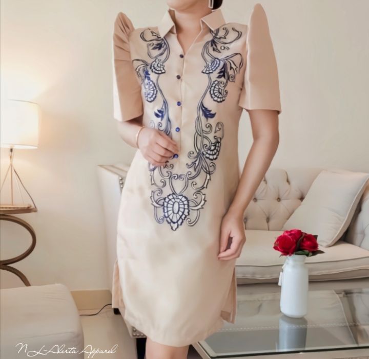 🎇 HOT HOT MODERN FILIPINIANA LADY MESTIZA BARONG DRESS PURE EMBROIDERED ...