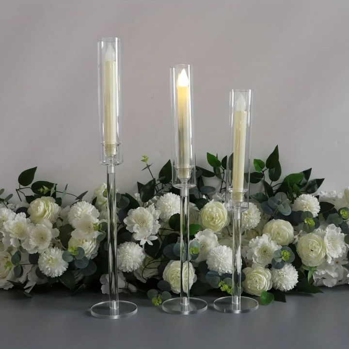 CRICUSD 3 Pcs/set Acrylic Crystal Candle Holders high quality delicate ...