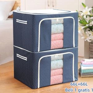 66L 100L kotak penyimpanan Lipat storage box  tahan lembab kontainer box Double Zipper container box