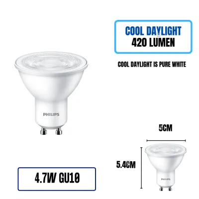 [3 Year Warranty] [Authorized Dealer] Philips GU10 LED Spotlight Bulb Philips Essential LEDspot MV 4.7W GU10