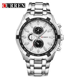 CURREN New Luxury Fashion Analog Military Sports Men Watches Full Steel Band Black Quartz Male Clock(8023)