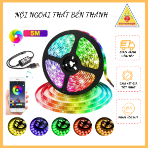 Đèn LED 5m 5050 RGB 16 triệu màu dùng App điện thoại remote nháy theo nhạc decor phòng ngủ phòng làm việc
