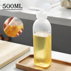 Botol Fliptop Multifungsi untuk Minyak Makan Kecap Saos Saus Madu tomat Bumbu Cair Dapur Plastik bentuk Kotak Serbaguna Botol Kotak Plastik Anti Tumpah Dengan Katup Pencet squeeze Cepat Kapasitas 500ml Putih transparan Elastis Ringan Perapih Dapur