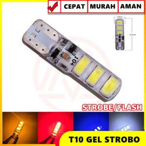LAMPU LED MOBIL T10 CRYSTAL JELLY 6 MATA SMD STROBO KEDIP SENJA - Putih 1pcs
