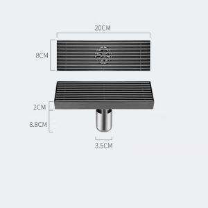 OCEAN WORLD 304 Stainless Steel Rectangular 4-24 Inches Floor Drain Strainer Drainer Thickening Anti Odor Deodorant Insect Prevention Anti Blocking Floor Drain