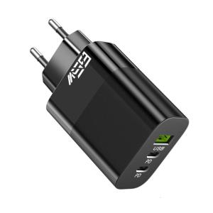 65W สองประเภท C บล็อก USB PD อะแดปเตอร์เครื่องชาร์จเร็วขนาดกะทัดรัดพกพาสำหรับการเดินทางสำนักงานบ้าน