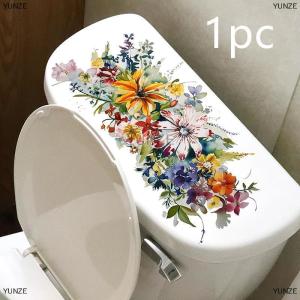 [COD] YUNZE Toilet Stickers Flower Stickers Bathroom Self-adhesive Painting Waterproof Stickers Toilet Cover Bathroom Walls Flower Stickers