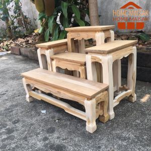 HOMEMAISAK ตัวลูกโต๊ะหมู่บูชาไม้สัก หมู่ 5 หน้า 5 กว้าง 46 ซม. ยาว 85 ซม. สูง 40 ซม. (เฉพาะตัวลูก) ไม้สักทองแท้ ไม่ทำสี