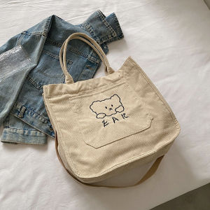 Mismi Barbara Bag Tas Jinjing Wanita Korduroi Tote Bag Perempuan Stylish - 25B