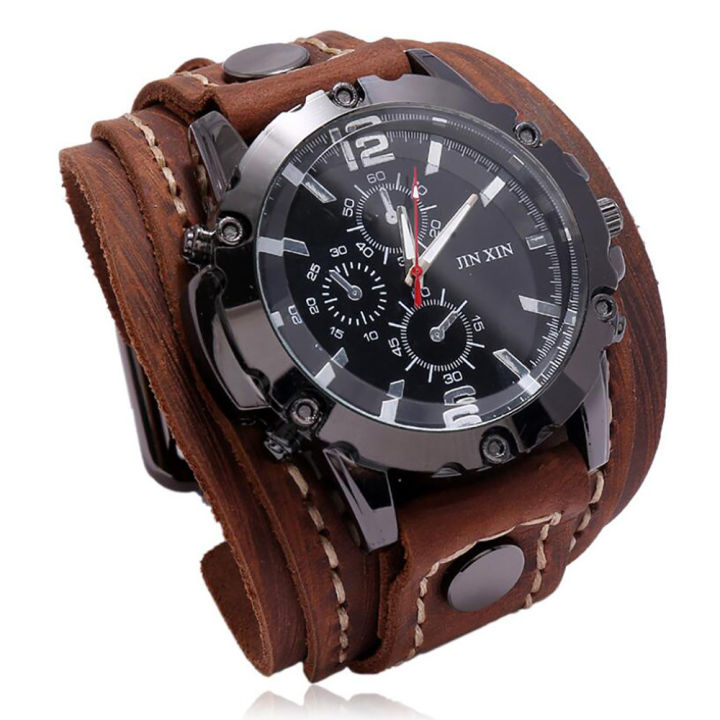 IN STOCK Vintage Leather Band Watch Retro Aesthetics Men Stainless Sport  Dial Wrist Watch (Black/Brown) 50g Lazada PH