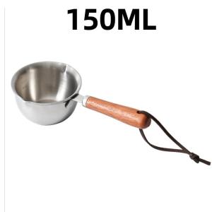 150/300/400ml Stainless Steel Milk Pot Non Stick Small Cooking Pot Wooden Handle Melting Pot Kitchenware