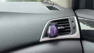 Car Diffuser Glass Bottles with Crystals Natural Stone for Spreading Essential OilsBlue Lotus Design Glass jar as air freshener Vent Clipcar Vent Decor Accessories (Pink Stone)
