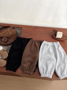 Baby Autumn and Winter Fleece Sweatpants 2025 Korean-style stylish thickened warm jogger pants for boys and girls