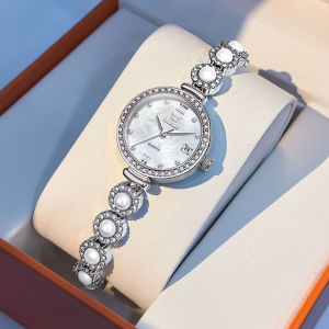 OLEVS 5635 Quartz Women Fashion Watch Gift Round-dial Stainless Steel Watchband Wristwatch Calendar