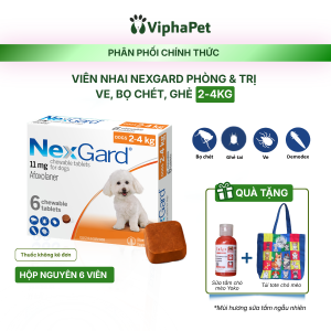 NexGard Dog [Size S 2-4kg] -  Viên nhai mềm phòng Ngoại ký sinh (ve rận bọ chét ghẻ) dành cho Chó - 1 Hộp 6 viên