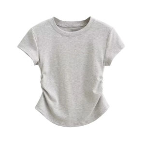 Muuv-It Ins Hot Womens T-shirt Short Sleeves Summer New Solid Color Slimming Effect Trendy Top For Ladies