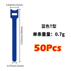 50Pcs Reusable Velcro Cable Tie Cable Management Tie Tape Straps Cable Management Organizer with Hook and Loop Design