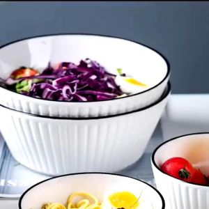 Allura Mangkuk Seramik Putih Tebal Estetik Untuk Sajian Keluarga Home Dining Kitchen Ceramic Bowl Minimal Modern Hadiah Praktikal 餐桌陶瓷LL