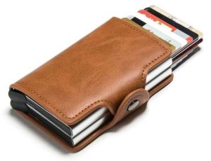 100% High Quality New Fashion Baellerry Double Layer Automatic Popup Leather Aluminum Alloy Luxury Smart Wallet For Men Anti Theft RFID Blocking Protected Card Case Fashion Purse Credit Card Holder Business ID Card Holder With Hasp For Men Model #K9121