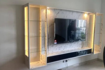 【Mr 99 Furniture】9ft TV Wall Cabinet/Led Light