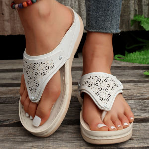 [Free Shipping] Plus-Size Summer New Collection: Round-Toe Open-Toe Hollowed-Out WomenS Sandals With A Wedge Heel Casual Roman-Style Sandals