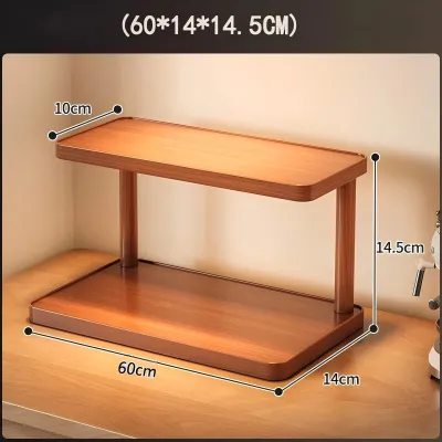 Sturdy Thick Wood Multi-Tier Storage Shelf Dual Use Kitchen Spice Rack & Study Bookshelf Suitable For Home Desk Tiny Condo