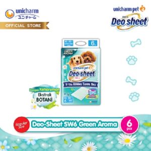 UNICHARM PET DEO SHEET SUPER WIDE SW6 GREEN AROMA 60 x 90 CM Pee Pad Anjing Xtra Kering Training Pee Pad Anjing Extra Kering Under Pad Anjing Anti Bocor Underpad Anjing Ukuran 60x90 Isi 6Pcs