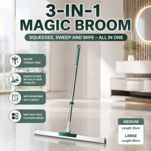Adjustable Telescopic Floor Wiper Squeegee 3 in 1 Sweep Scrub Wipe Multifunctional Bathroom Glass Floor Water Scraper Cl