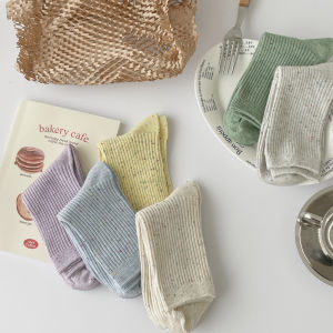 🔥Margotu🔥 ถุงเท้าหญิง ถูกถุงผู้หญิง ถุงเท้านักเรียน ถูกถุงผ้าฝ้ายสีทึบน่องกลาง ถูกถุงผ้าฝ้ายสีลูกกวาดอเนกประสงค์ ซึ่งน่ารักและสวยงาม