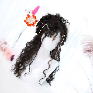 European and American wigs female long hair lolita wigs wool curls bangs chemical fiber hair full head cover high temperature silk curly hair wig