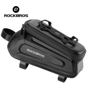 Rockbros Túi khung xe đạp có thể điều chỉnh 1.5L Công suất đi xe đạp vỏ cứng túi sườn trên phát hành nhanh chóng 360 ° xoay MTB xe đạp đường trường Túi điện thoại