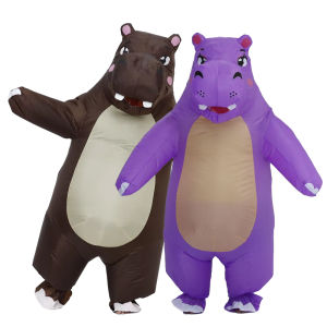 Inflatable Hippo Cute Costume Cartoon Airblown Hippopotamus Cosplay Mascot For Outdoor Party Event Advertising