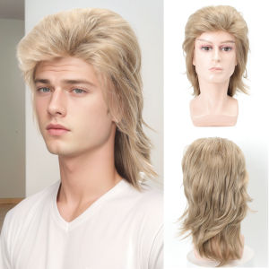 Cross-border foreign trade European and American mens mullet wigs 1980s fancy party dress up props blond wig headgear