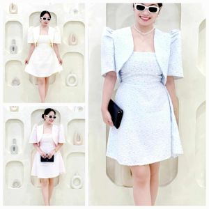 lissa Modern Filipianiana Tube Dress with Bolero Set Terno   xs to medium  classy and elegant timeless classic  timeless piece casual office or party classic piece super kapal ng tela hindi kayo magsisi our aim is to produce quality clothes premium fabr