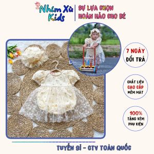 Body Váy Hoạ Tiết Vương Miện Cho Bé Gái 4 Đến 12kg Bodysuit Chất Thô Hàn A409