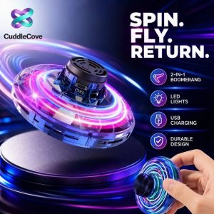 2 In 1 Flying Spinner Boomerang Auto Return Led Light Up Mini Spin Top Kids Indoor Outdoor Toy