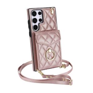Nhẫn đứng vỏ điện thoại với khe cắm và Crossbody vành đai Bao Ví bằng da bìa cho S23/S24/S25 siêu
