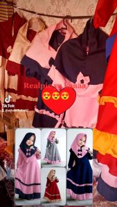 GAMIS ANAK PEREMPUAN DRESS ANAK USIA 2 TAHUN PLUS HIJAB GAMIS SYARI ANAK PEREMPUAN