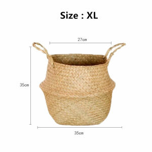 COLOGO 🥇 Seagrass Wickerwork Basket Rattan Hanging Flowerpot Dirty Laundry Hamper Storage Basket Bakul Rumput Rotan