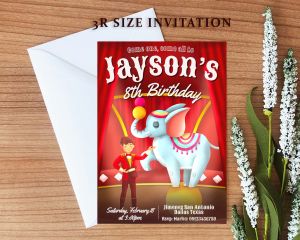 Circus Invitation Card - Boy Birthday - Carnival theme - Personalized - 5R - 3R