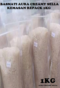 Beras Basmati Aura Extra Long Creamy Sella Kemasan repack 1kg
