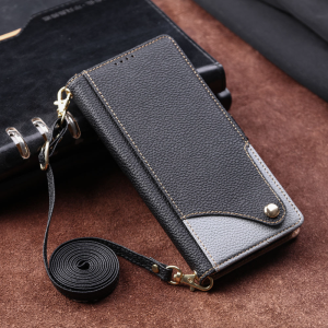 Wallet Flip Splicing PU Leather Phone Case For iPhone 14 13 12 11 Pro Max Plus Card Holder Stand Wrist Strap Cover