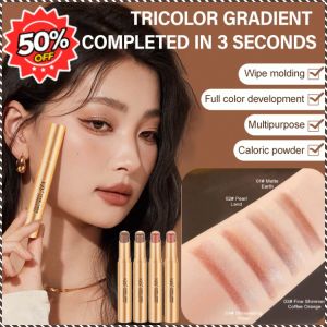 🌟Top Rated🔥【A Touch--Three Colors】一抹三色眼影笔Golden Diamond Three-Color Eyeshadow Stick Waterproof Smudgeproof Non-Fade Highlight Transitional Shadow Color Stick
