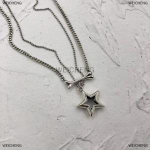 [COD] WEICHENG Fashion Double Layer Stars Bone Pendant Necklace Girls Punk Hip Hop Korean Style Necklace For Women Retro Trendy Jewelry Gifts
