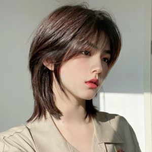 Wig female handsome short straight hair wolf tail mullet head cos styling chemical fiber wig cover