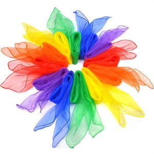 BLESSFUL 6 Pcs /set Solid Color Gymnastics Scarves Candy Colors Lightweight Juggling Towels Changeable Transparent Dance Gauze Stage Performance