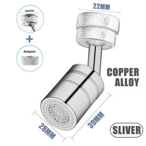 720° Swivel Faucet Extender Rotatable Metal Copper Alloy 2 Spray Nozzle Outlet Basin Sink Anti-Splash Tap Water Saving