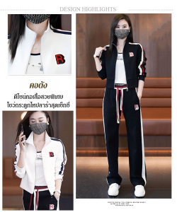 ชุดสปอร์ตสไตล์ใหม่สำหรับหญิงในฤดูหนาวแบบเสื้อคลุมเกราะสูงและกางเกงขาสั้นสีเทาสองชิ้น