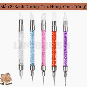 Set 5 Cây Bút Nail Silicon Và Chấm Bi 2 Đầu Cao Cấp – Chấm Bi Đắp Gel Đính Đá Nail LIM BRUSH