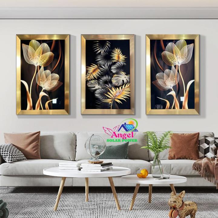Abstract Black Golden Flower Luxury Poster Nordic Plant Leaf Canvas ...